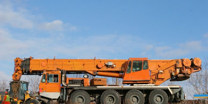 mobile crane on the road